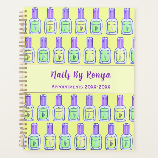 イエローグリーン爪、 ネイルポーランドネイルサロンアーティストアート プランナー手帳 (正面)