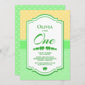 イエローグリーン第1誕生日パーティー 招待状 (正面/裏面)