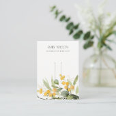 イエローグリーン金ゴールドガラガラの葉のヘアクリップホルダー 名刺 (スタンド正面)