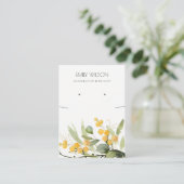 イエローグリーン金ゴールドガラガラの葉イヤリングネックレス 名刺 (スタンド正面)