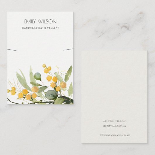 イエローグリーン金ゴールドガラガラ葉ネックレスホルダー 名刺 (正面/裏面)