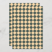 イエローグリーン チェッカーダイヤモンド柄 招待状 (正面/裏面)