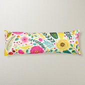 イエローグリーン&ピンクフローラプリント抱き枕 ボディピロー (裏面)