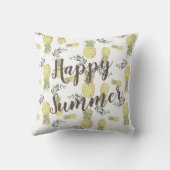 イエローグリーン&金ゴールドパイナップルハッピーサマー クッション (裏面)