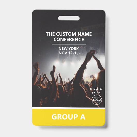 イエローグループ会議QRコードカスタムアクセスパス バッジ (正面)