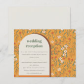イエローグルーヴィレトロアーチフローラウェディングレセプション エンクロージャーカード (正面/裏面)