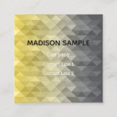 イエローグレイカッコいい幾何グラデーションパターンのモノグラム スクエア名刺 (裏面)