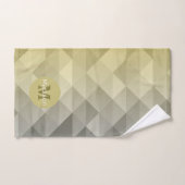 イエローグレイカッコいい幾何グラデーションパターンのモノグラム バスタオルセット (ハンドタオル)