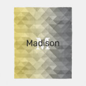 イエローグレイカッコいい幾何グラデーションパターン フリースブランケット (正面)