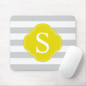 イエローグレイストライプズモノグラム マウスパッド (マウス)