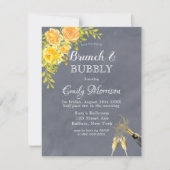 イエローグレイバラペオニシャンパンブランチ&バブリー 招待状 (正面)