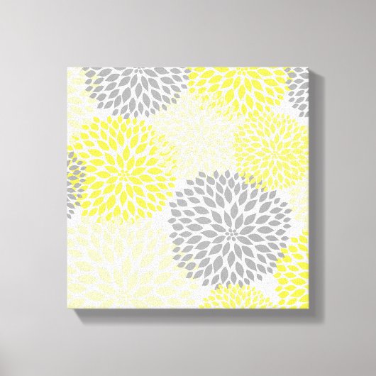 イエローグレイモダンダリアはウォールアートを咲かせる キャンバスプリント (正面)