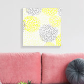 イエローグレイモダンダリアはウォールアートを咲かせる キャンバスプリント (インサイチュ (リビング))