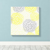 イエローグレイモダンダリアはウォールアートを咲かせる キャンバスプリント (インサイチュ (ウッドフロア))
