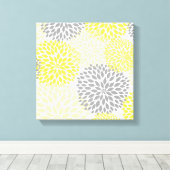 イエローグレイモダンダリアはウォールアートを咲かせる キャンバスプリント (インサイチュ (ウッドフロア))