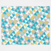 イエローグレイモダンミント抽象芸術三角形パターン フリースブランケット (正面(横))