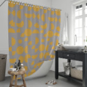 イエローグレイモダン幾何エレガント部部族 シャワーカーテン