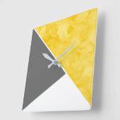 イエローグレイモダン白 スクエア壁時計 (傾斜)