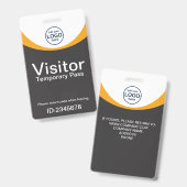 イエローグレイ企業のビジターパスIDカスタムロゴ バッジ (正面＆裏面)