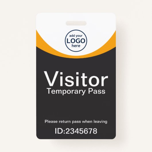 イエローグレイ企業のビジターパスIDカスタムロゴ バッジ (正面)