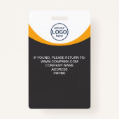 イエローグレイ企業のビジターパスIDカスタムロゴ バッジ (裏面)