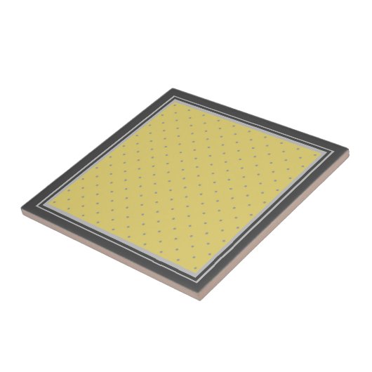 イエローグレイ水玉模様ストライプのと縁ど タイル (側面)