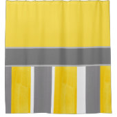 イエローグレイ白ストライプ色モダン2 シャワーカーテン (正面)