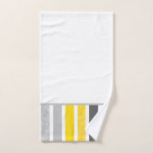 イエローグレイ白ストライプ色 バスタオルセット (ハンドタオル)