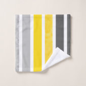 イエローグレイ白ストライプ色 バスタオルセット (ウォッシュタオル)