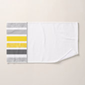 イエローグレイ白ストライプ色 バスタオルセット (ハンドタオル)