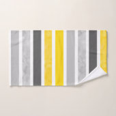 イエローグレイ白ストライプ色 バスタオルセット (ハンドタオル)