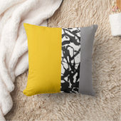 イエローグレイ白黒抽象芸術 モダン クッション (ブランケット)