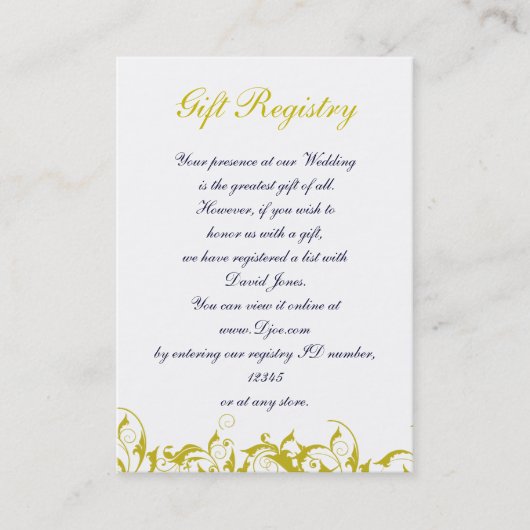 イエローグレイ結婚バロック 名刺 (正面)