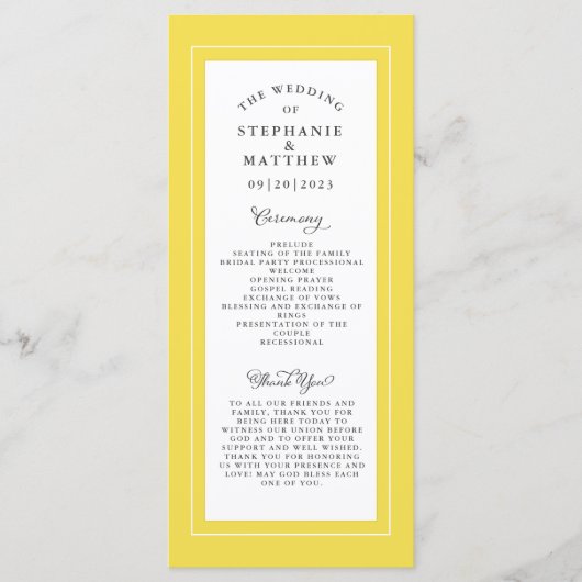 イエローグレイ結婚ホワイトの奉仕式典エレガント プログラム (正面)