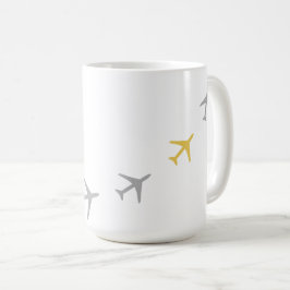 イエローグレイ飛行機航空機航空フライウェイズ コーヒーマグカップ