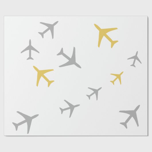 イエローグレイ飛行機航空機航空フライウェイズ ラッピングペーパー (フラット)