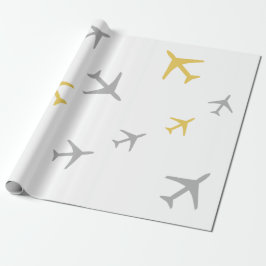イエローグレイ飛行機航空機航空フライウェイズ ラッピングペーパー
