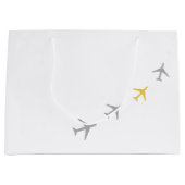 イエローグレイ飛行機航空機航空フライウェイズ ラージペーパーバッグ (正面)