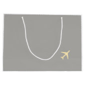 イエローグレイ飛行機航空機航空フライウェイズ ラージペーパーバッグ (裏面)