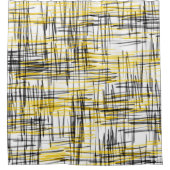 「イエローグレイ黒落書き」 シャワーカーテン (正面)