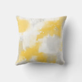イエローグレーとホワイトの抽象芸術ブラシストローク クッション (裏面)