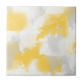 イエローグレーとホワイトの抽象芸術ブラシストローク タイル (正面)