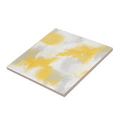 イエローグレーとホワイトの抽象芸術ブラシストローク タイル (側面)