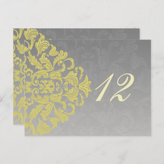 イエローグレーのテーブル番号はがき ポストカード (正面/裏面)