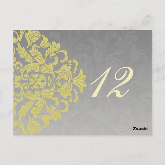イエローグレーのテーブル番号はがき ポストカード (裏面)