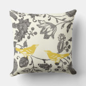 イエローグレーアイボリーヴィンテージフローララブバード クッション (裏面)