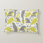 イエローグレーアラパロットスケッチトロピカルパターン アクセントクッション (裏面)
