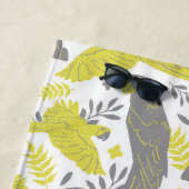 イエローグレーアラパロットスケッチトロピカルパターン ビーチタオル (インサイチュ)