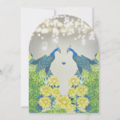 イエローグレーアンドブルーヴィンテージ結婚孔雀 招待状 (裏面)