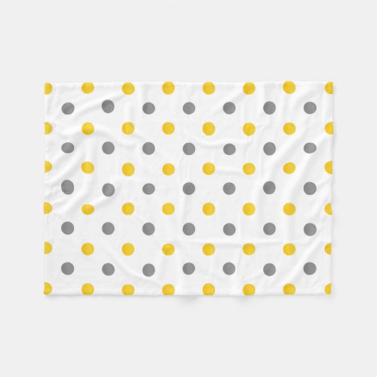 イエローグレーウォーターのカラー水玉模様 フリースブランケット (正面(横))